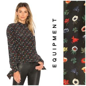 Equipment Black Floral Blouse